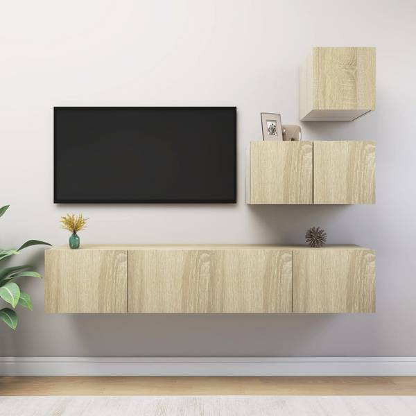 TV-Schrank 4er Set D903 Braun - Holzwerkstoff - 30 x 30 x 31 cm