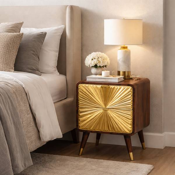 NACHTKASTEN Avora Braun - Mango - 40 x 60 x 35 cm