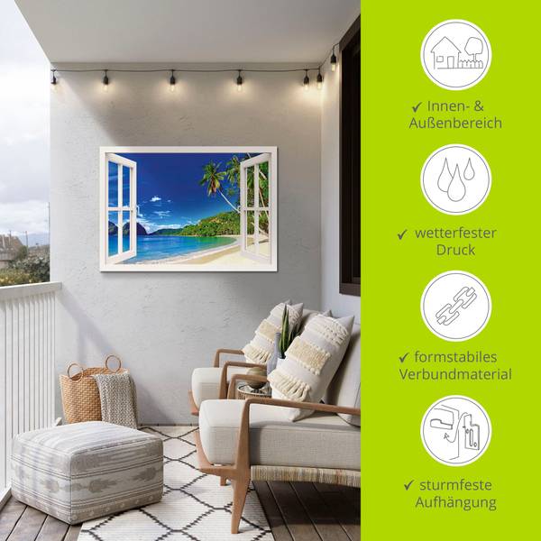 Alubild Fensterblick Paradies 70 x 50 cm
