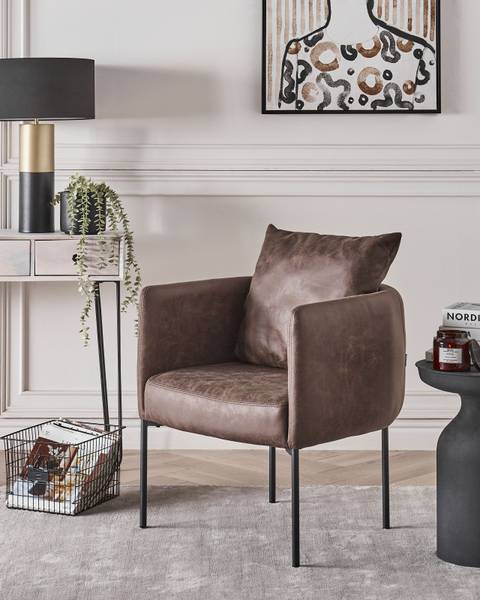 Fauteuil MALMOS 2-delig zwart - bruin - donkerbruin