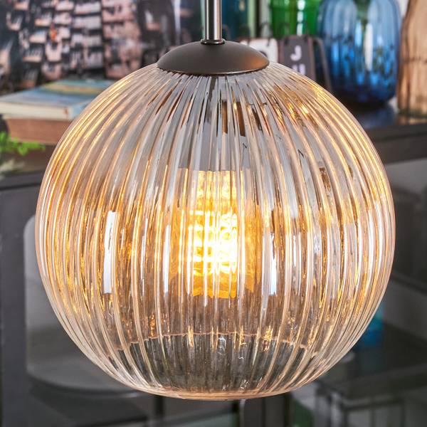 Pendelleuchte Cesaro Gold - Grau - Orange - Aluminium - Klarglas - 20 x 147 x 54 cm