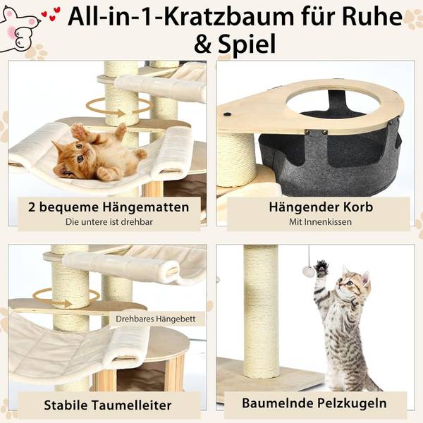 Kratzbaum PS7476NA+ Beige - Holzwerkstoff - 56 x 197 x 75 cm