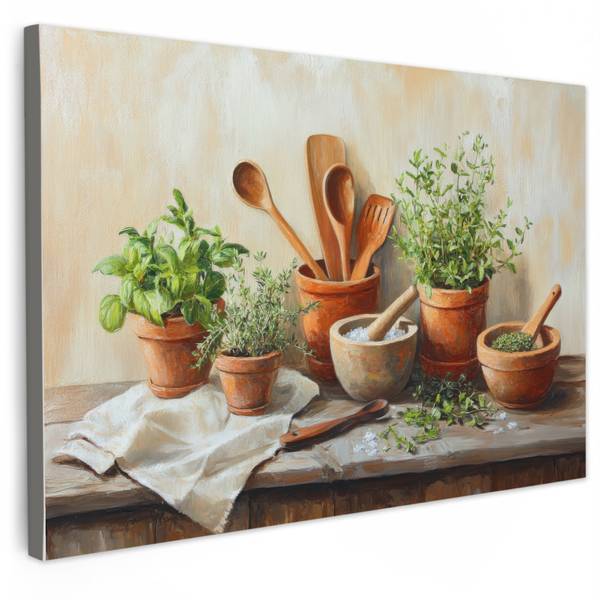 TABLEAU SUR TOILE Pots Coton - 60 x 40 x 2 cm