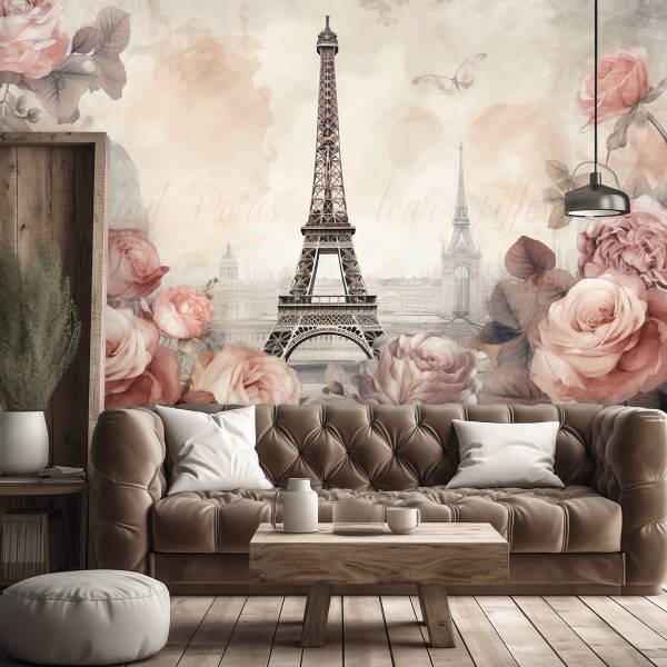 Fototapete Shabby Chic Eiffelturm 300 x 210 cm