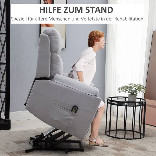 Aufstehsessel 713-094V90LG Glas Grau - Hellgrau