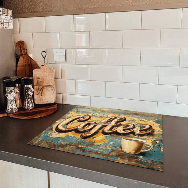 HERDABDECKPLATTE Kaffee Vinyl - 58 x 51 x 1 cm
