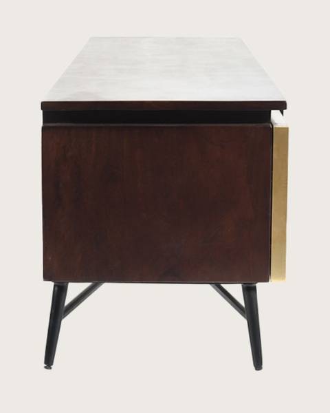 Meuble Tv Moon Doré - Bois massif - 153 x 53 x 145 cm