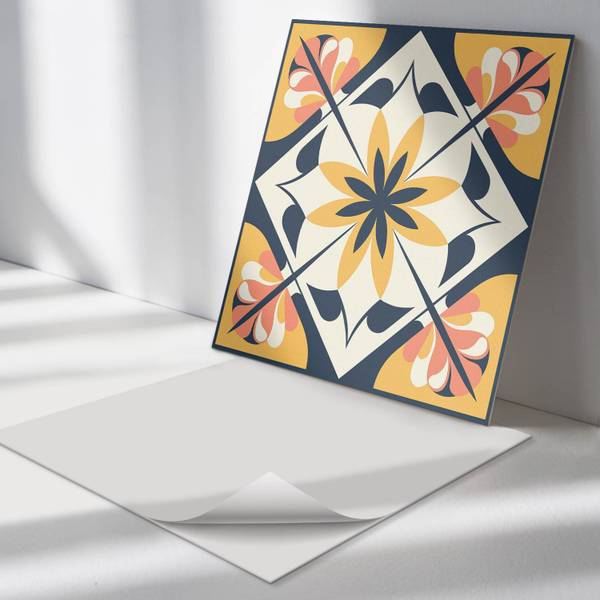 Fliesen Raute Blume 4er Set 50 x 50 cm