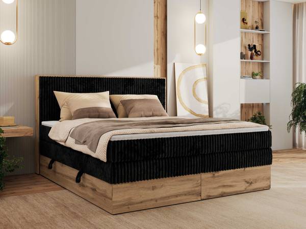 Boxspringbett WOOD CLASSIC KING Grauspiegel - H3 - Liegefläche Breite: 180 cm