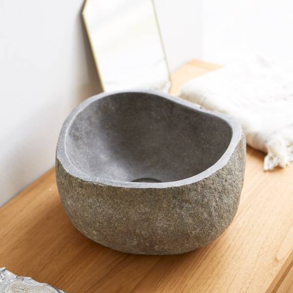 Waschbecken Nobu Grau - Steingut - 34 x 15 x 28 cm