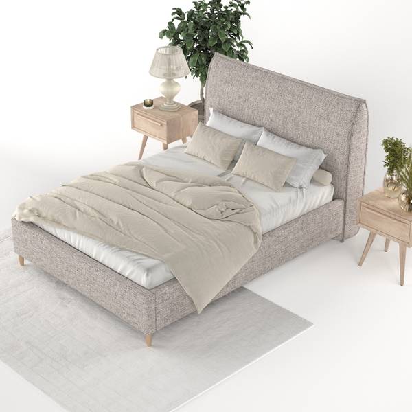 Polsterbett MIRA mit Stauraum Stoff Neve Steingrau - Liegefläche Breite: 120 cm