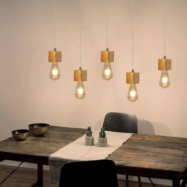Pendelleuchte Brunhilde 5-flammig Braun - Holzwerkstoff - 6 x 6 x 60 cm