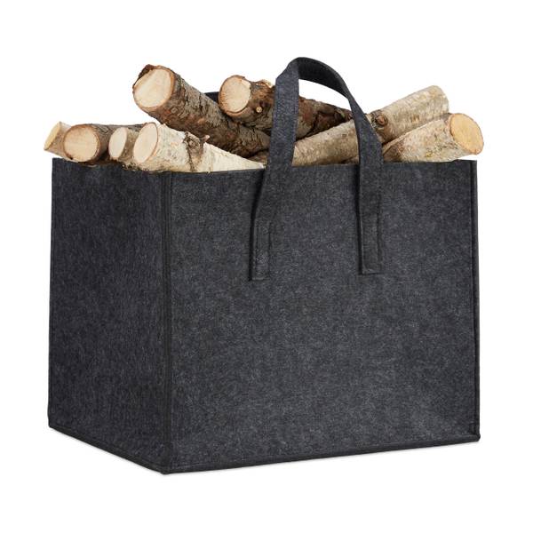 Houtmand van vilt grijs - vilt - 43 x 35 x 37 cm