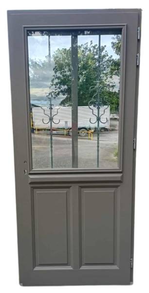 Haustür Santiago 2377 Grau - Holzwerkstoff - Holz teilmassiv - 90 x 215 x 7 cm
