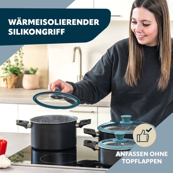 Glasdeckel mit Silikonrand 59124 Blau
