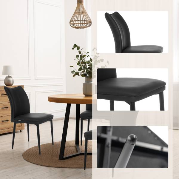 Esszimmerstuhl VISETO Schwarz - Flachgewebe - Polyester - Kunstleder - 61 x 87 x 47 cm