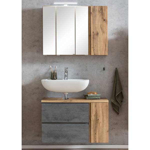 Badmöbel-Set VASTO-03-4 2er-Set Grau - Spiegelglas - 85 x 200 x 35 cm