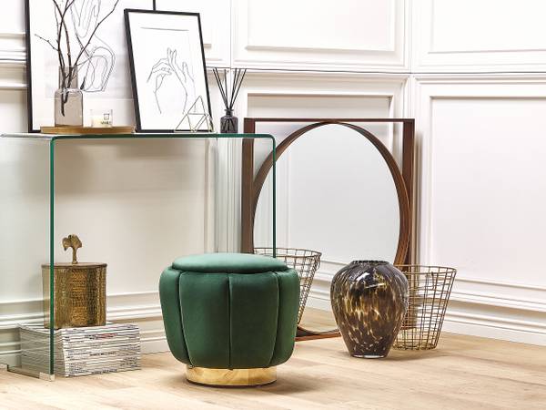 Pouf IRVING Dunkelgrün - Gold - Grün