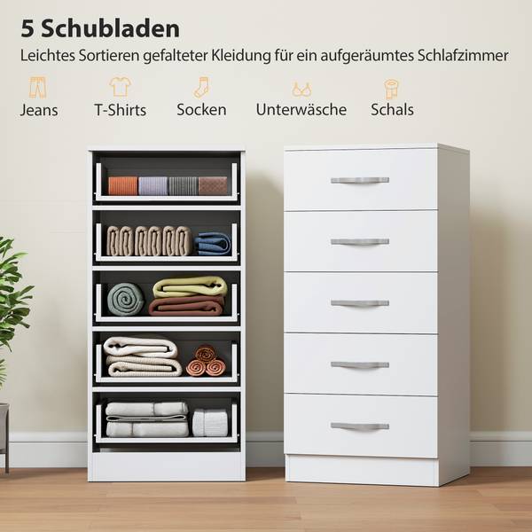 Kommode 83D-118V90WT Weiß - Holzwerkstoff - 35 x 85 x 40 cm