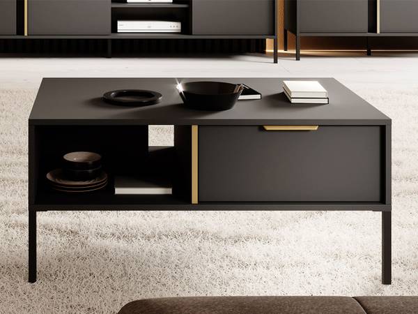 Couchtisch Lars 2S  Gold - Grau - Holzwerkstoff - 60 x 44 x 97 cm