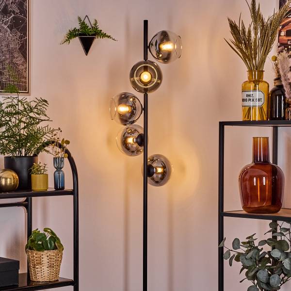 Stehlampe Cesaro Grau - Silber - Metall - 31 x 160 x 31 cm