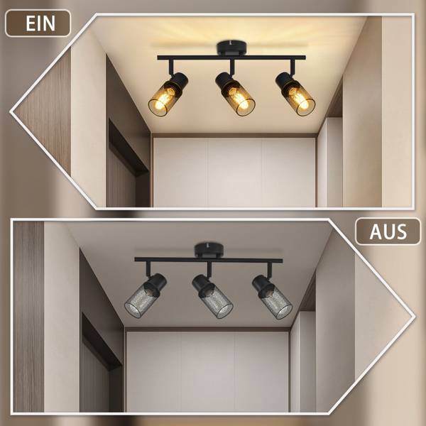 Plafonnier Käfig 3 ampoules Noir - Métal - 16 x 21 x 48 cm