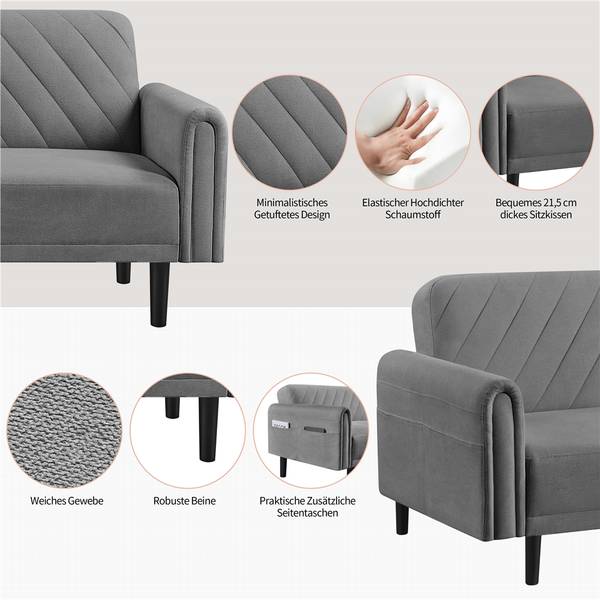 Schlafsofa ARF47 Grau - 202 x 71 x 82 cm