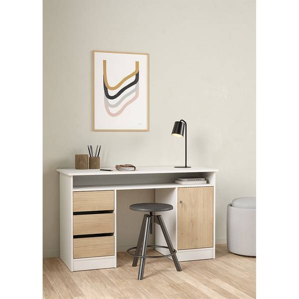 Schreibtisch FunctionPlus Weiß - Holzwerkstoff - 126 x 76 x 55 cm