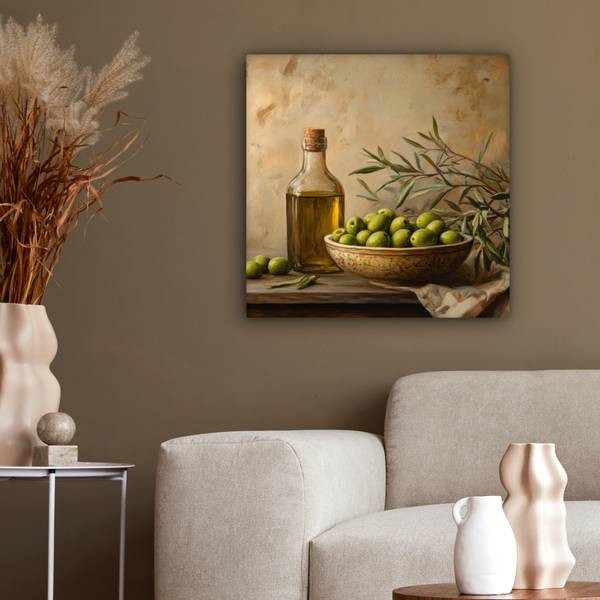 CANVAS SCHILDERIJ Olijven groen - katoen - 50 x 50 x 2 cm
