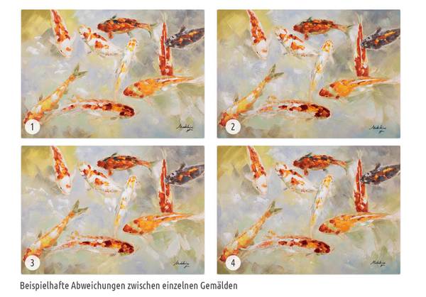 Acrylbild Handgemalt Fische Mad Baumwollstoff - 100 x 70 x 4 cm