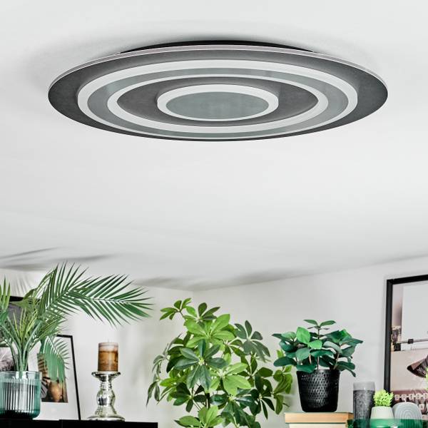 Deckenleuchte Binasco Grau - Weiß - Holzwerkstoff - Metall - 62 x 7 x 62 cm