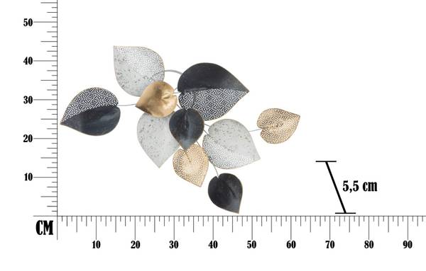 Wanddekoration Half Leaf B Metall - 6 x 40 x 63 cm