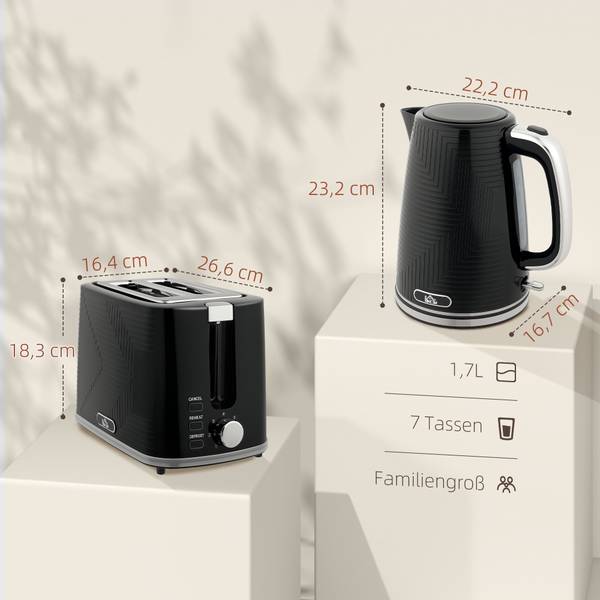 Kocher Toaster 800-284V90BK 2er Set Schwarz - Kunststoff - 17 x 24 x 23 cm