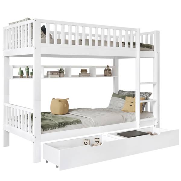 Etagenbett Ida Weiß - Massivholz - 95 x 152 x 204 cm