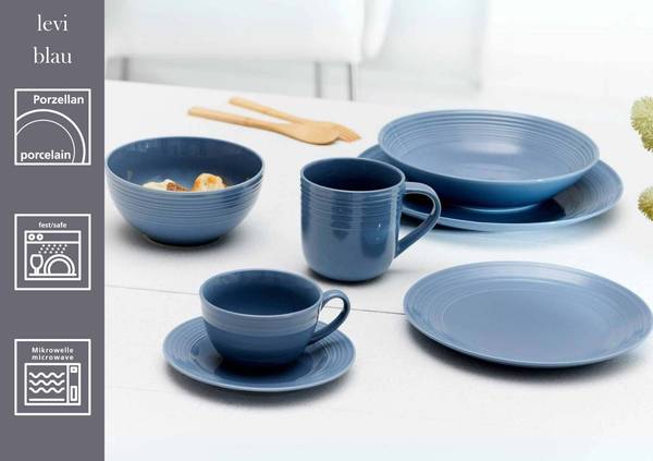 Kaffeetassen m. Untertassen Levi 6er Set Blau