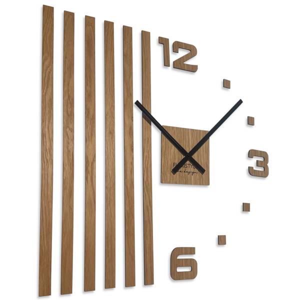 Wanduhr LAMELLEN Braun - Holz teilmassiv - 60 x 60 x 5 cm