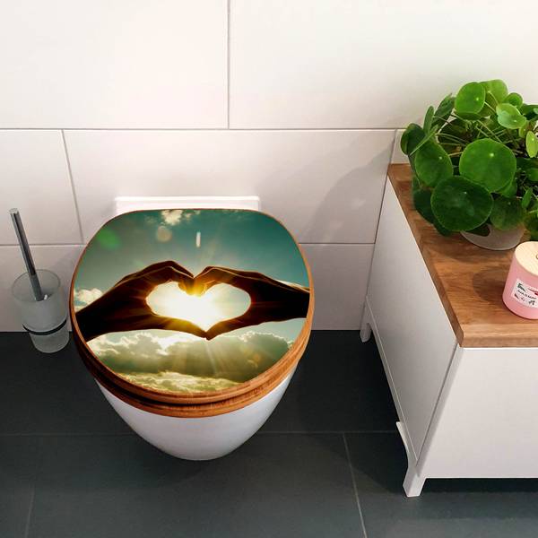 WC-Sitz mit Absenkautomatik Sonne im Her Bambus - Holzwerkstoff - 38 x 5 x 49 cm