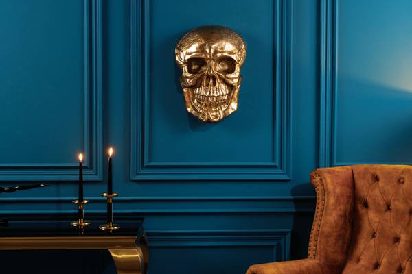 Wandskulptur SKULL XXL Gold - Kunststoff - 30 x 40 x 15 cm