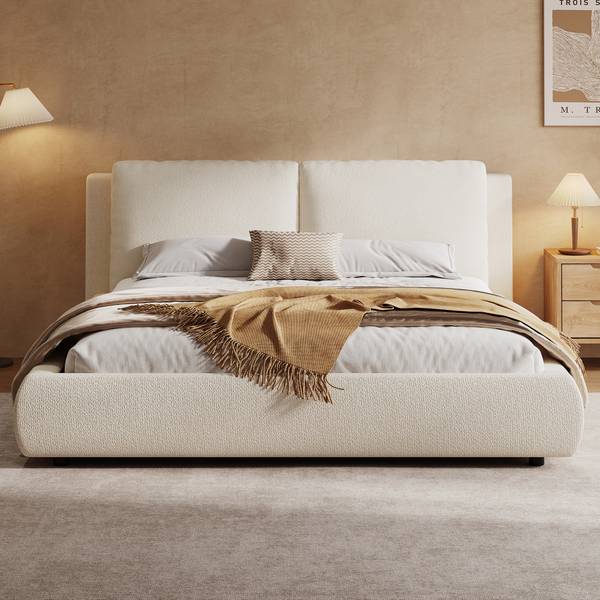 Polsterbett Zoom Ⅰ Beige - Holzwerkstoff - 194 x 90 x 230 cm