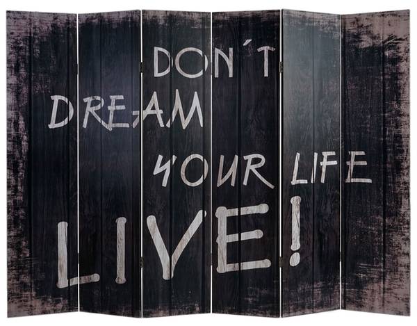 Fotopartition Retro zwart - wit - deels massief hout - 240 x 180 x 2 cm