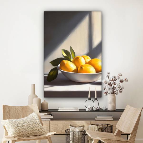 LEINWANDBILD Zitronen Gelb - Baumwollstoff - 80 x 120 x 2 cm