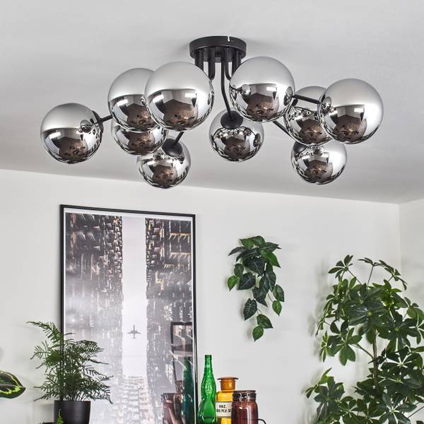 Deckenleuchte Fossobiubo Grau - Silber - Aluminium - Klarglas - 100 x 29 x 100 cm