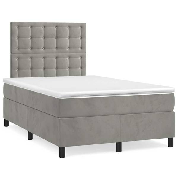 Boxspring 3017294-13 grijs - polyester - grenenhout - 123 x 128 x 193 cm