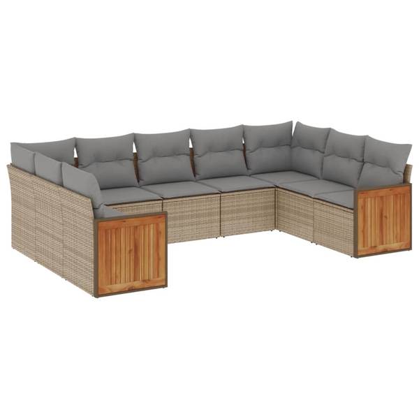 Salon de jardin 3035018-1 lot de 9 Beige - Gris lumineux