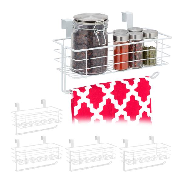 5x paniers suspension avec porte-rouleau Blanc