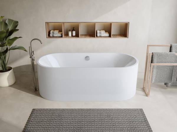 Freistehende Badewanne KATOUCHA Weiß - Naturfaser - 75 x 58 x 170 cm