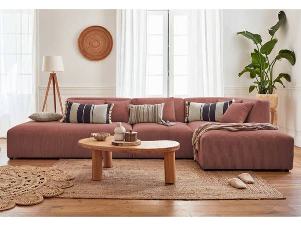 Ecksofa VICTOIRE Pink - Samt - 352 x 81 x 168 cm