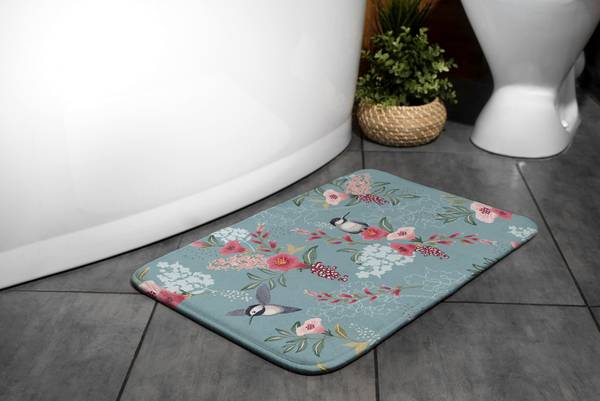 Badteppich Blumen Vögel 75 x 45 x 75 cm