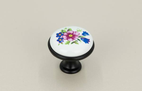Möbelknöpfe Vintage Rose Schwarz - Metall - 3 x 2 x 3 cm