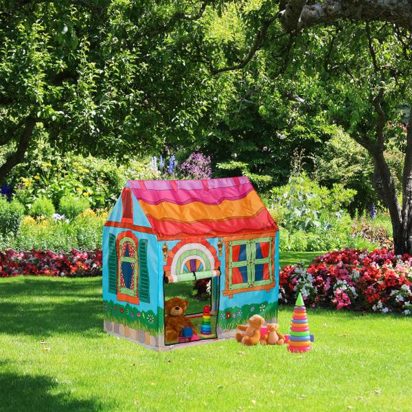 Spielzelt Haus Blau - Orange - Rot - Polyester - 96 x 103 x 75 cm